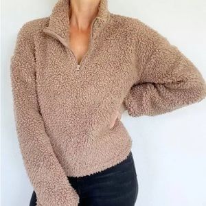 Love Tree Tan Cropped Sherpa Fleece
